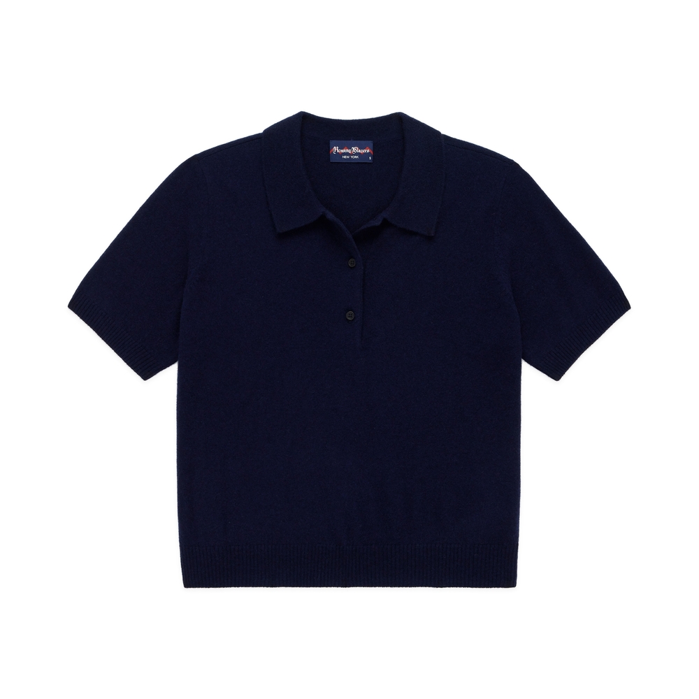 Women's Cashmere Sweater Polo Classic Navy